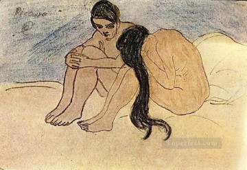  1902 Oil Painting - Homme et femme 1902 Cubism